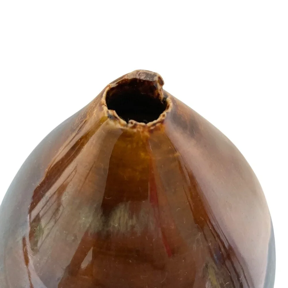 Vintage Studio Pottery Vase With Intentional Chips At Opening Bud Vase